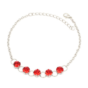 Fashionable Anklet with red crystals