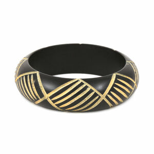 Wooden Bangle with Striped Pattern