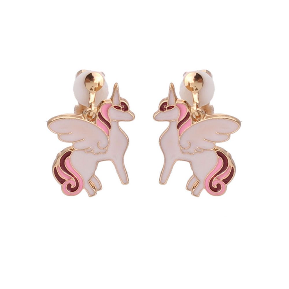 Children Clip On Earrings with Pink Unicorns