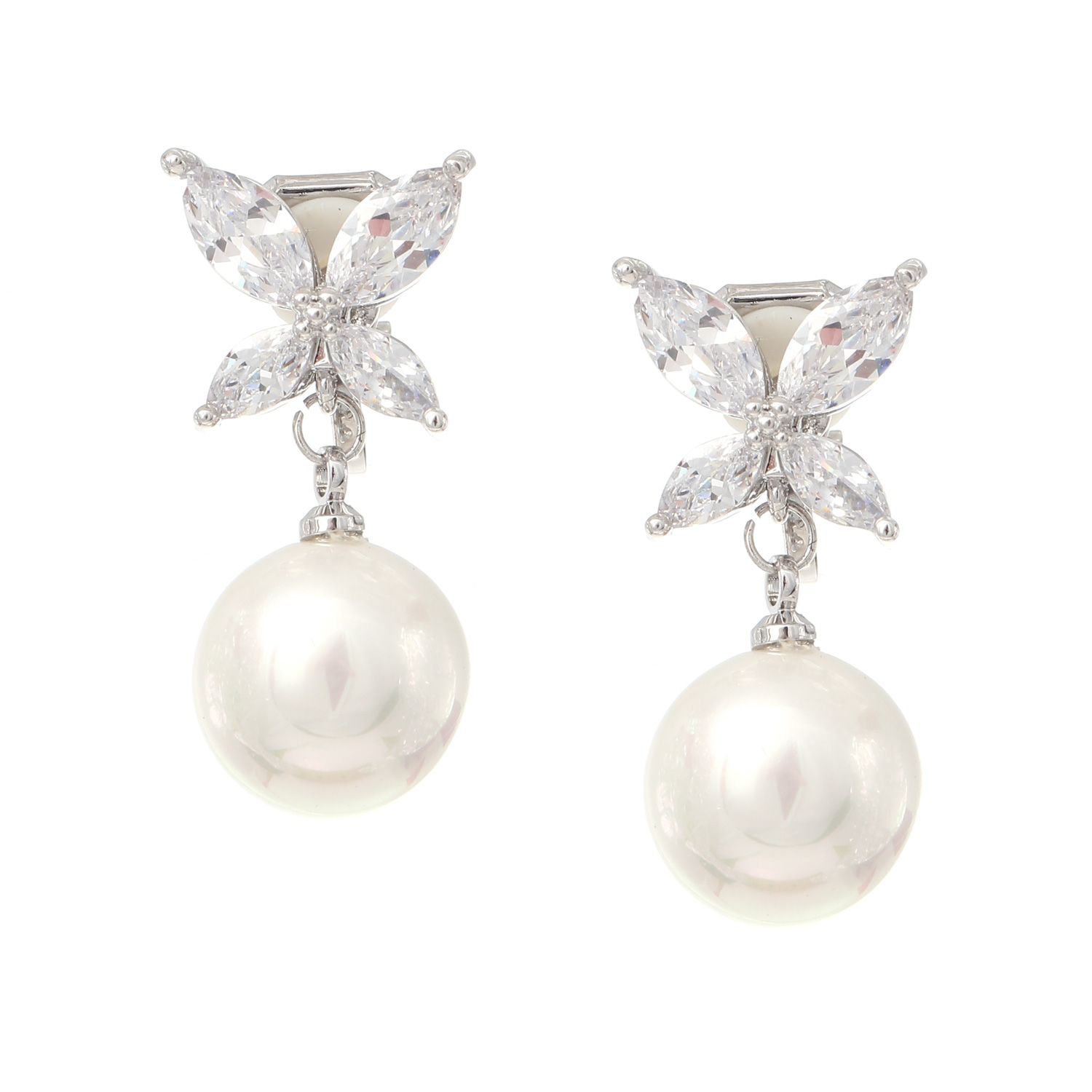 Clip On Earrings with Faux Pearls and Crystals