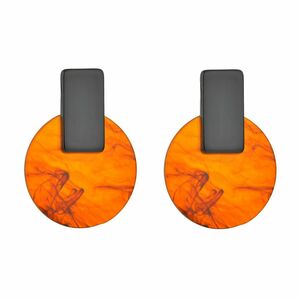 Orange discs earrings in a retro style