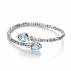 Silver Bangle with blue topaz stones