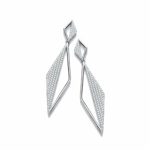 Silver kite-shaped drop earrings