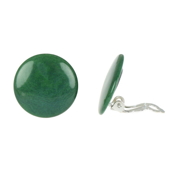 Green Tagua Disc Clip-on Earrings