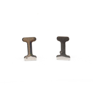 Stainless steel initial I stud earrings
