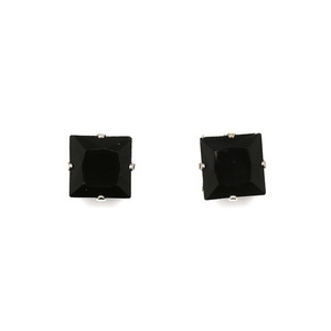 Stainless steel black imitation diamond square shape magnetic clip-on earrings