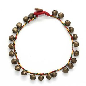 Rasta-style Wax Cord Anklet with Bells