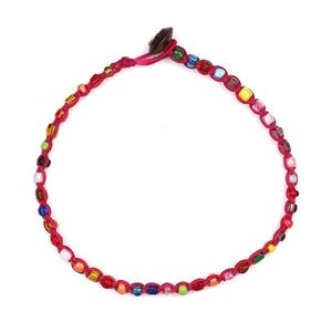 Handmade Colourful Beads Wax Cord Anklet
