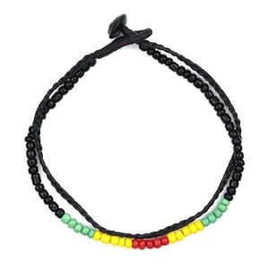 Handmade Rasta Style Bead Double-strand Wax Cord Anklet