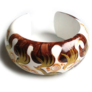 Brown Flames on White Bangle