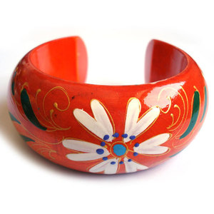 White Flower on Dark-Orange Bangle