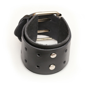 Unisex black leather punk style bracelet with buckle ideal for men and women