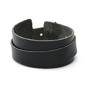 Unisex black double layer organic leather bracelet with buckle ideal for men and women