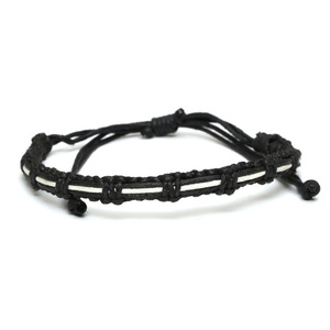 Black and white plaited cord handmade bracelet ideal for men and women