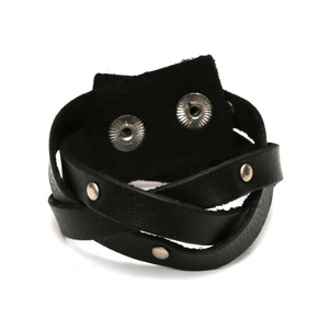 Black weave organic leather bracelet