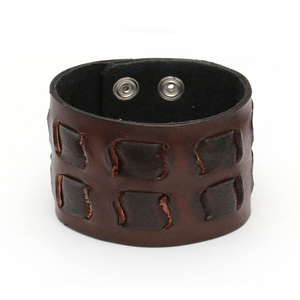 Brown organic leather fortress bracelet 