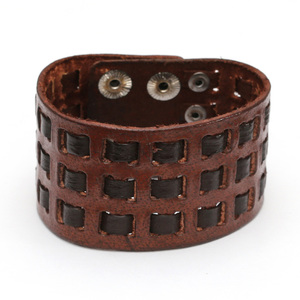 Brown weave genuine leather bracelet