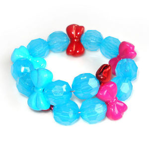 Blue bead with multi-coloured bow children bracelet