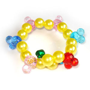Yellow bead with multi-coloured Mickey Mouse shape children bracelet