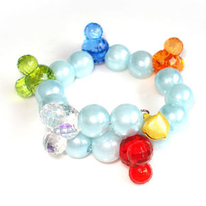 Light blue bead with multi-coloured Mickey Mouse shape children bracelet
