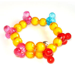 Transparent yellow bead with multi-coloured Mickey Mouse shape children bracelet