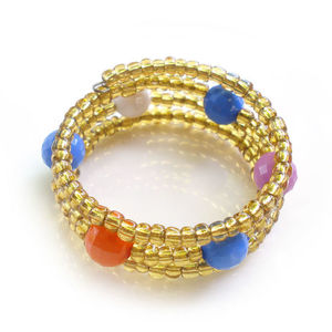 Yellow beads with multicoloured sphere beads children bracelet