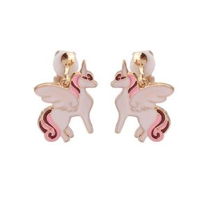 White Unicorn Drop Clip On Earrings