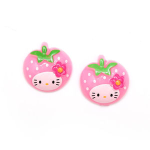 Baby pink kitty strawberry clip-on earrings
