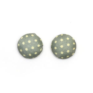 Handmade dark sea green polka dot fabric covered button clip-on earrings