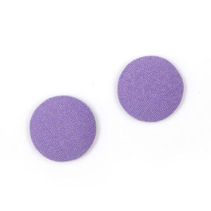 Purple fabric covered button clip-on earrings