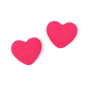 Fuchsia heart fabric covered button clip-on earrings