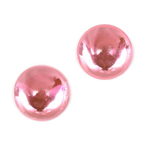 Pearl pink acrylic rhinestone flat back dome clip-on earrings for non-pierced ears
