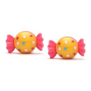 Yellow and Pink Spotty Candy Clip on Earrings