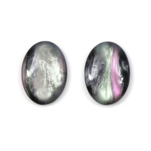 Black Oval Shell Effect Clip On Earrings