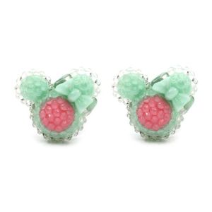 Green Pink Mouse Shaped Clip On Earrings