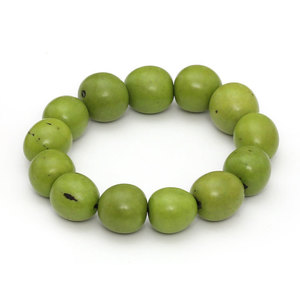 Lettuce green Bolas Tagua nut elastic handmade bracelet