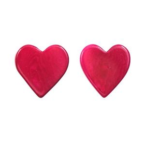 Fuchsia Heart Tagua Clip On Earrings