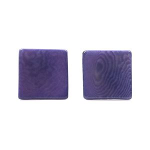 Lilac Square Tagua Clip On Earrings