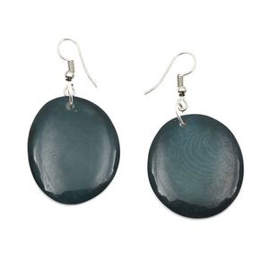 Teal Tagua Slice Drop Earrings