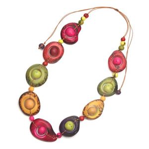 Handmade Colourful Tagua and Acai Seed Adjustable Cord Necklace