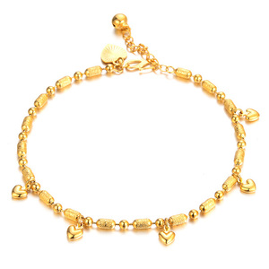 18ct gold plated heart charm anklet
