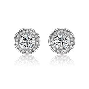 Simulated Diamond Round Cubic Zirconia Halo Stud Earrings