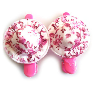 Pair of pink floral bonnet hair clips