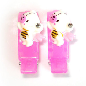 White Angel Bears on Pink Clips (Pair)