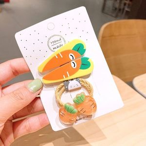 Orange Carrot Hair Clips and Hair Bobbles â€“ 4 Pcs