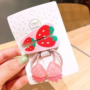 Strawberry Hair Clips and Hair Bobbles â€“ 4 Pcs