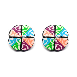 Round Quartered Coconut Stud Earrings