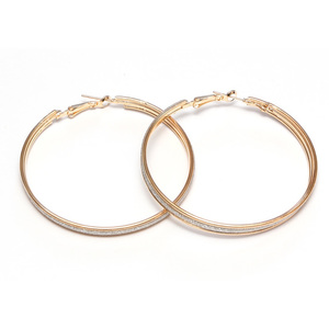 Silver tone hoop earrings with silver glitter