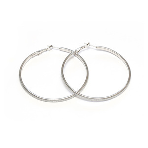 Silver tone hoop earrings with silver glitter