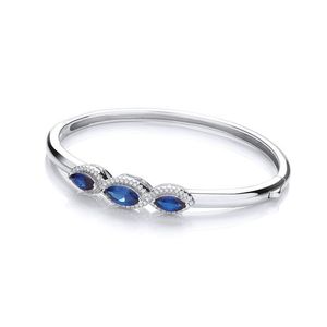 Three Azure Blue Marquise CZ Bangle